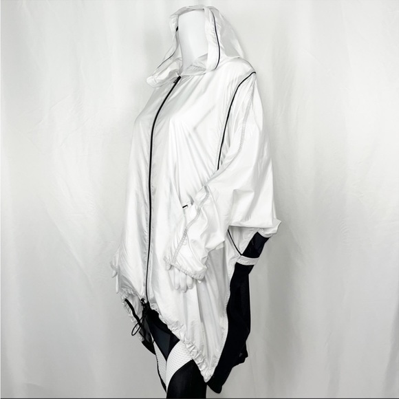 Koral B&W Front Zip &Pockets Lower Half Back Mesh Hooded Windbreaker Jacket SzXL - Picture 2 of 16